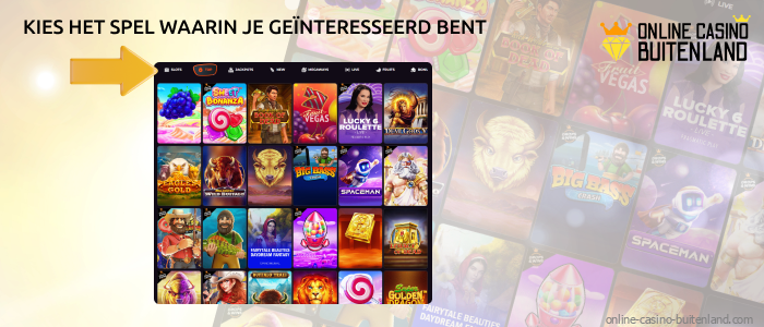 Selecteer het spel waarin je geïnteresseerd bent op de iDin-vrije casinospellenpagina