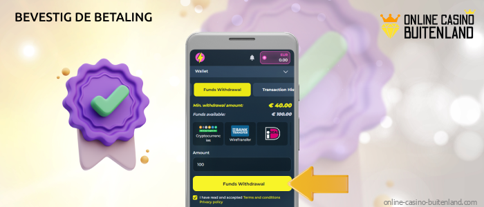 Bevestig de betaling en voltooi de uitbetaling bij iDEAL online casino