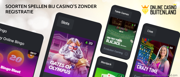 Casino’s zonder registratie bieden spelers toegang tot een breed scala aan spellen, waardoor ze een aantrekkelijke keuze zijn voor liefhebbers van online gokken zonder ID