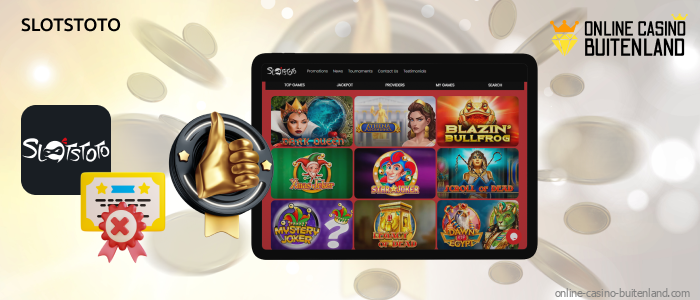 Het online casino Slotstoto zonder licentie biedt een brede selectie spellen, een grote eerste stortingsbonus en moderne betaalmethoden