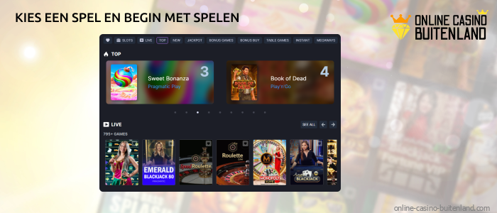 Kies een spel uit het spelaanbod en begin te spelen op de casinosite met een minimale storting van 5 euro