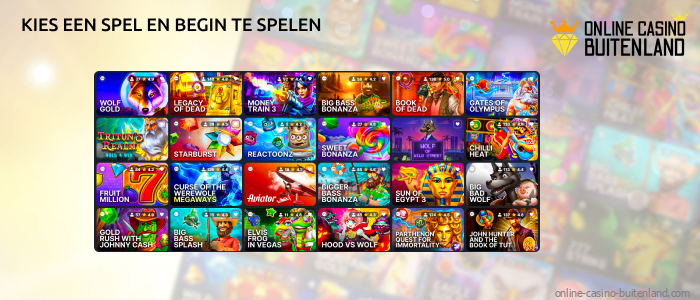 Kies een spel uit het spelaanbod en begin te spelen op de casinosite met een minimale storting van 1 euro