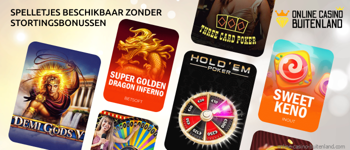 No deposit bonussen bij online casino's geven spelers de kans om veel spellen uit te proberen zonder hun eigen geld te storten: gokkasten, blackjack, roulette, videopoker, bingo en meer